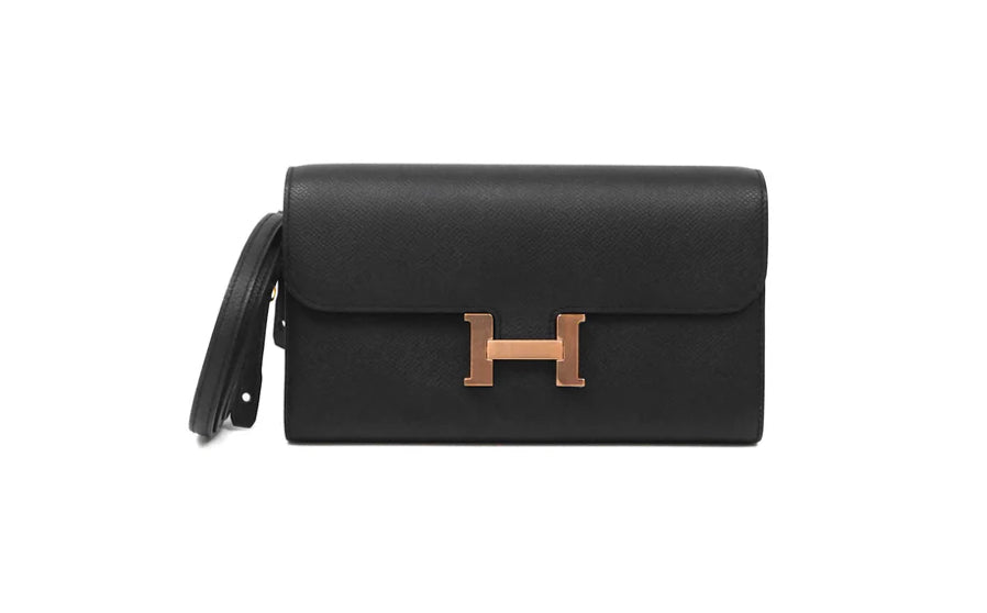 Hermès Constance To Go Wallet Black Epsom Rose Gold Hardware