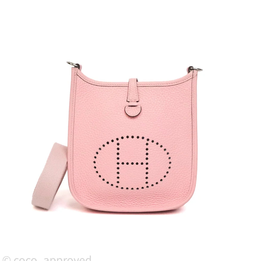 Hermès Mini Evelyne 16 Rose Sakura 3Q Clemence Palladium Hardware