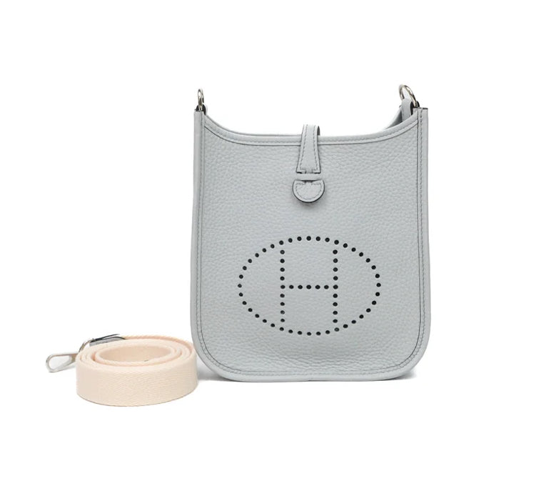 Hermès Mini Evelyne 16 Bleu Pale/Nata 08 Clemence Palladium Hardware