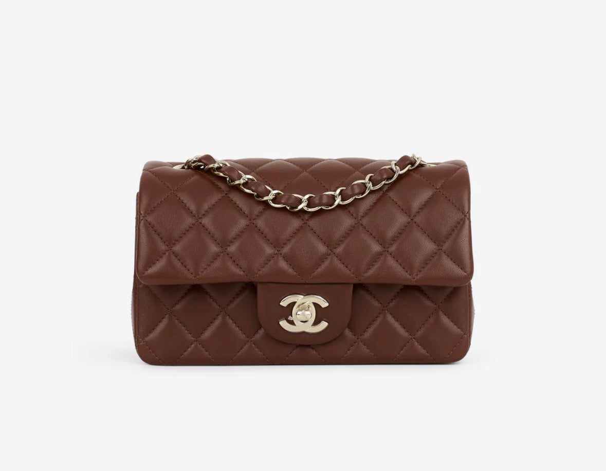 Chanel - Mini Flap Rectangular Brown Lambskin