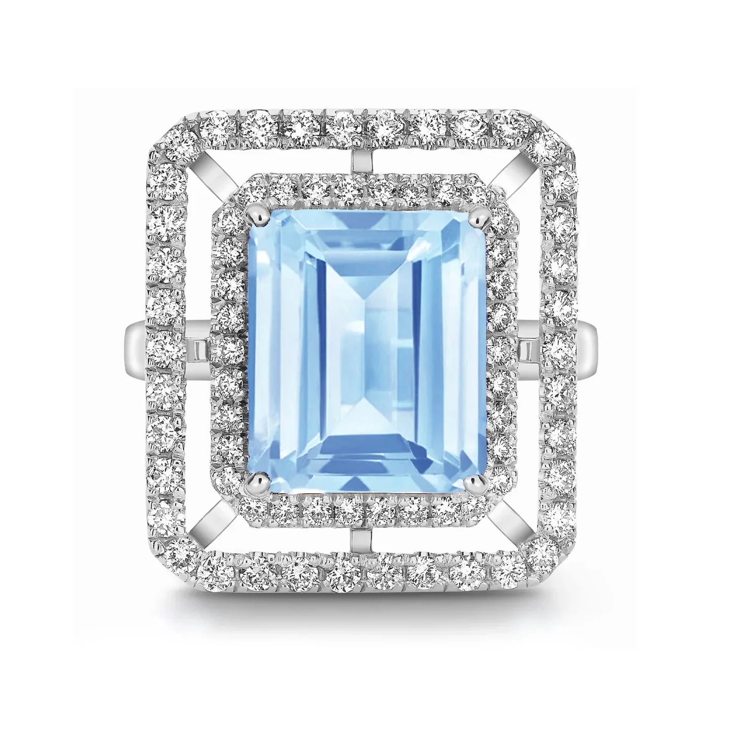 Sky Blue Topaz & Diamond Halo Ring